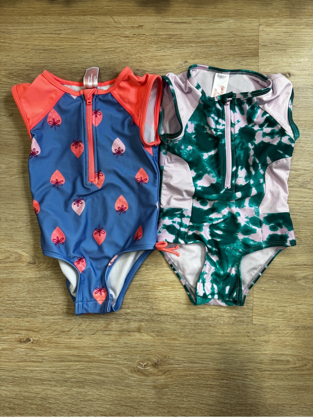 Bundle Cat & Jack Toddler Girls One Piece Swimsuit 3T Snap Crotch 1/4 Zip Front